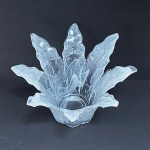 Stunning White, Light Blue and Clear Murano Art Glass Candle Holder - Home Decor
